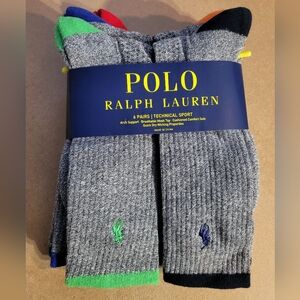 Polo Ralph Lauren 6-pair classic sport crew socks 6pk long athletic socks Multi